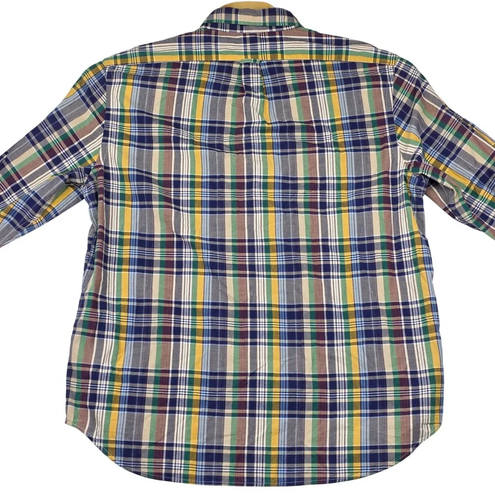 J Crew Shirt Men XL Indian Madras Plaid Button‎ Down Multicolor Long Sleeve